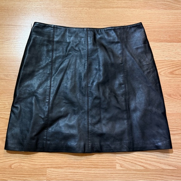 Casual Corner vintage 100% black leather skirt - Picture 1 of 9